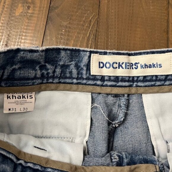 Vintage Dockers Khakis Classic Denim Blue Jeans Pleated Men's Size 31 - Picture 5 of 6